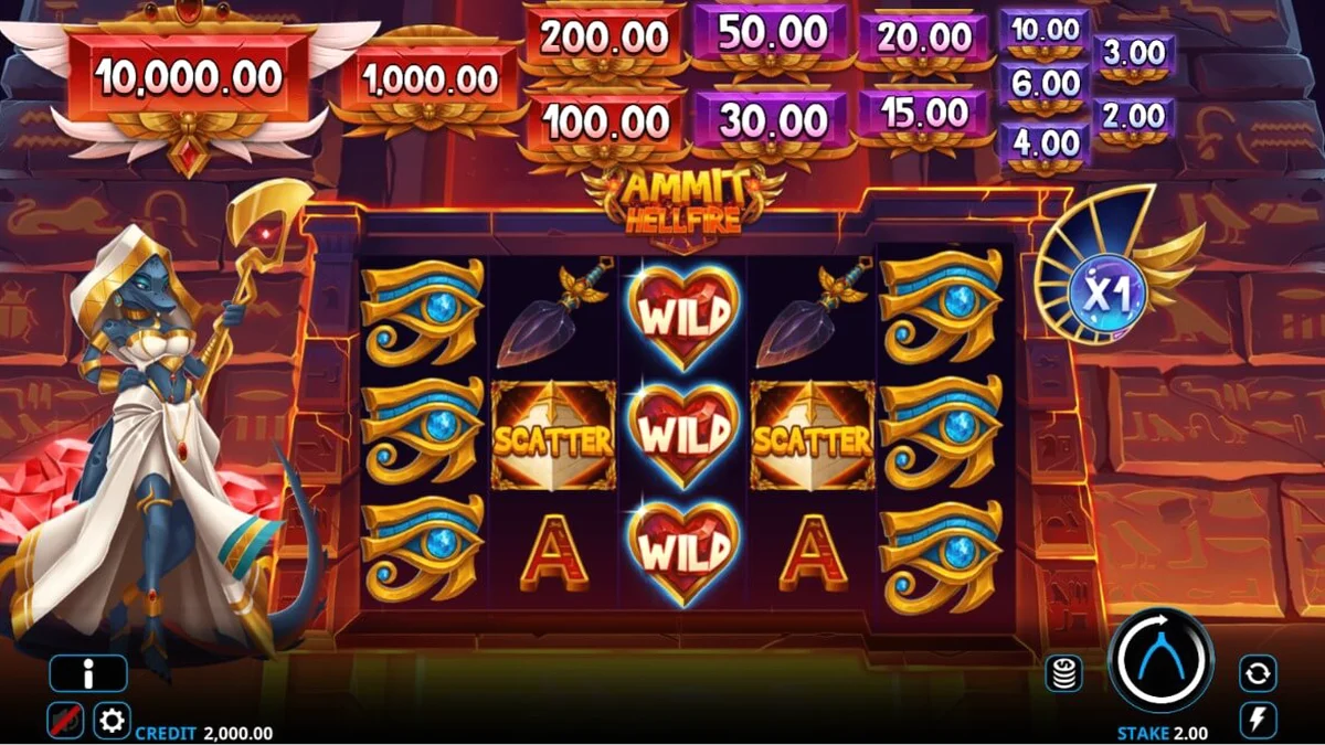 Ammit Hellfire slot game mobile interface